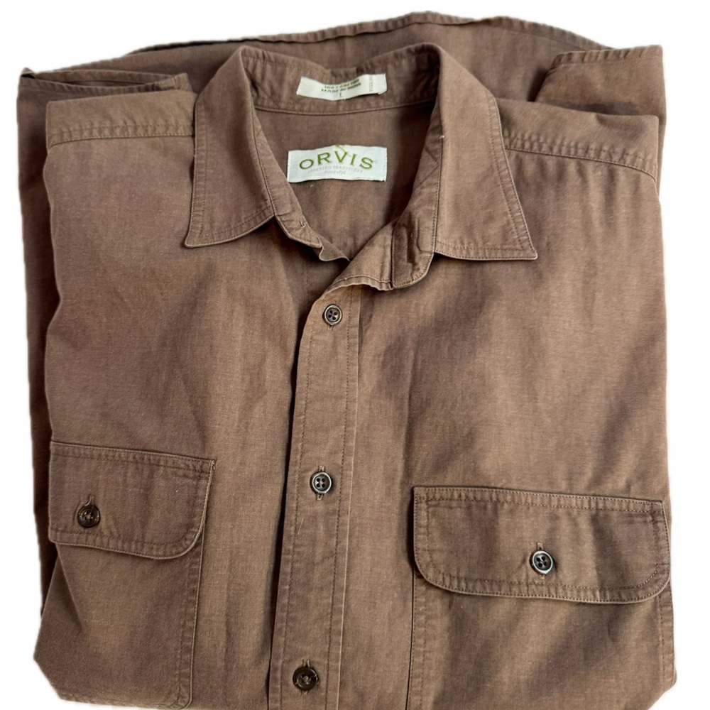 Orvis Button Front Long Sleeve Shirt Sz L
